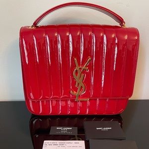YSL Large Red Vicky Gold Monogram YSL Bag $2,590